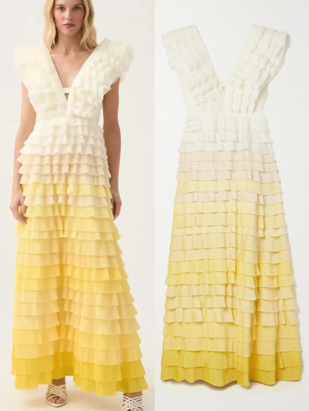 AJE REFLECTION OMBRE GOWN IN IVORY/ACACIA YELLOW, US6, AU10 - Picture 12 of 15